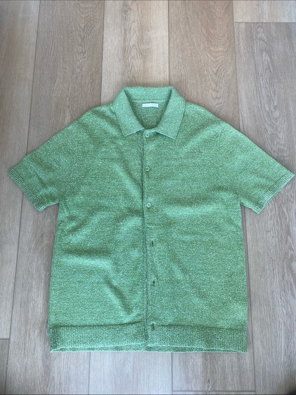 Zara Men's Short-Sleeve Button-Down Shirt in Light Green